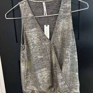 Anthropologie Silver and Gold Textured Tank Top